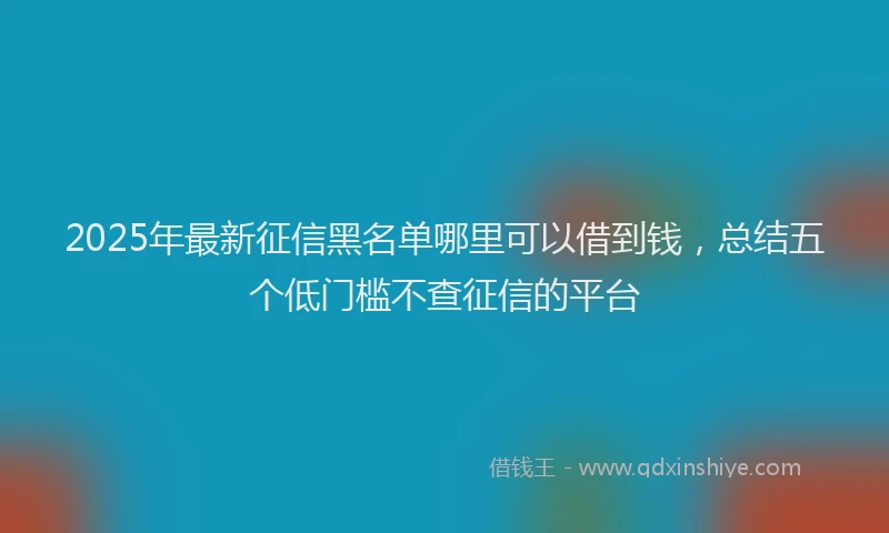 2025年最新征信黑名单哪里可以借到钱，总结五个低门槛不查征信的平台