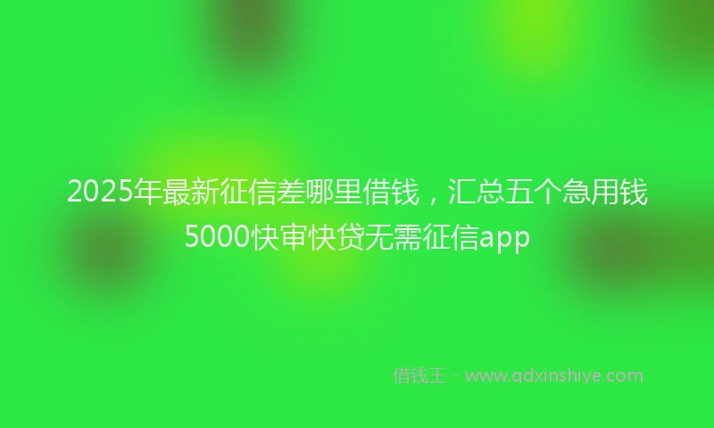 2025年最新征信差哪里借钱，汇总五个急用钱5000快审快贷无需征信app