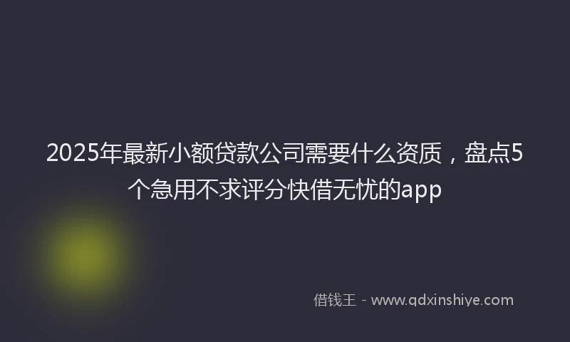 2025年最新小额贷款公司需要什么资质，盘点5个急用不求评分快借无忧的app