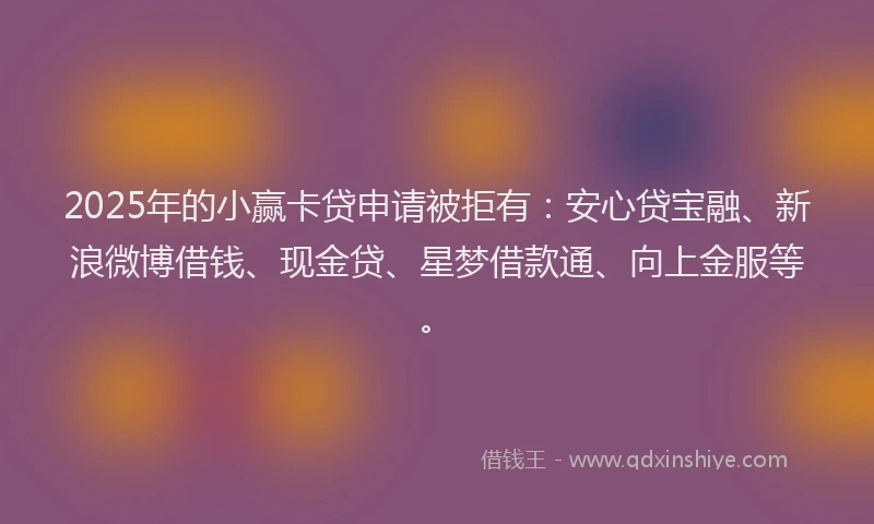 2025年的小赢卡贷申请被拒有：安心贷宝融、新浪微博借钱、现金贷、星梦借款通、向上金服等。