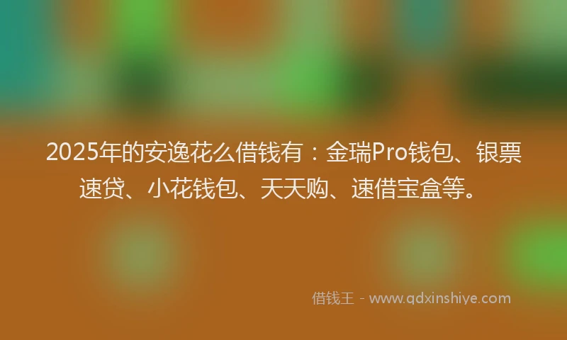 2025年的安逸花么借钱有：金瑞Pro钱包、银票速贷、小花钱包、天天购、速借宝盒等。