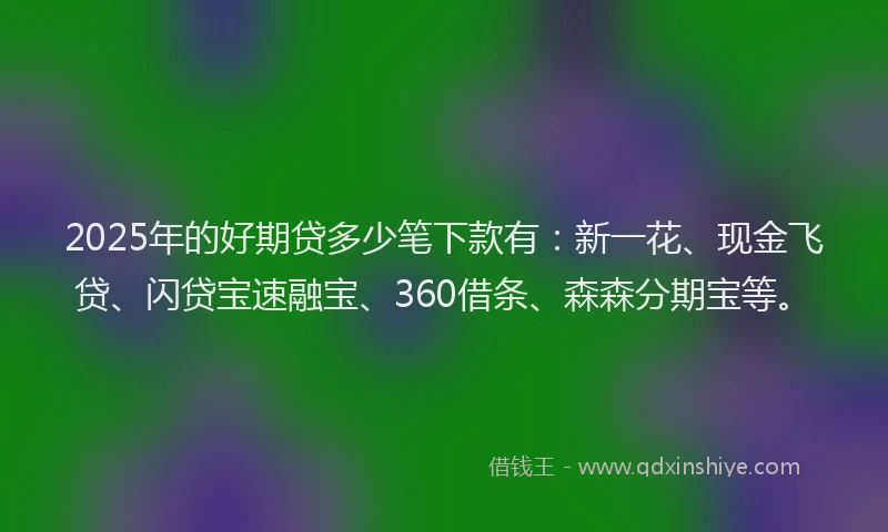 2025年的好期贷多少笔下款有：新一花、现金飞贷、闪贷宝速融宝、360借条、森森分期宝等。
