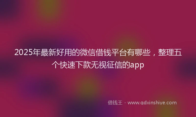 2025年最新好用的微信借钱平台有哪些，整理五个快速下款无视征信的app