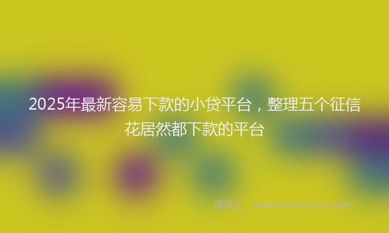 2025年最新容易下款的小贷平台，整理五个征信花居然都下款的平台