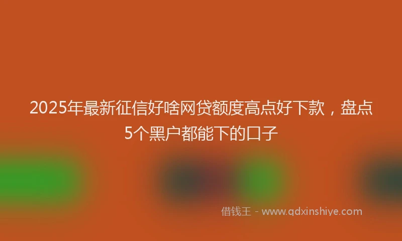 2025年最新征信好啥网贷额度高点好下款，盘点5个黑户都能下的口子