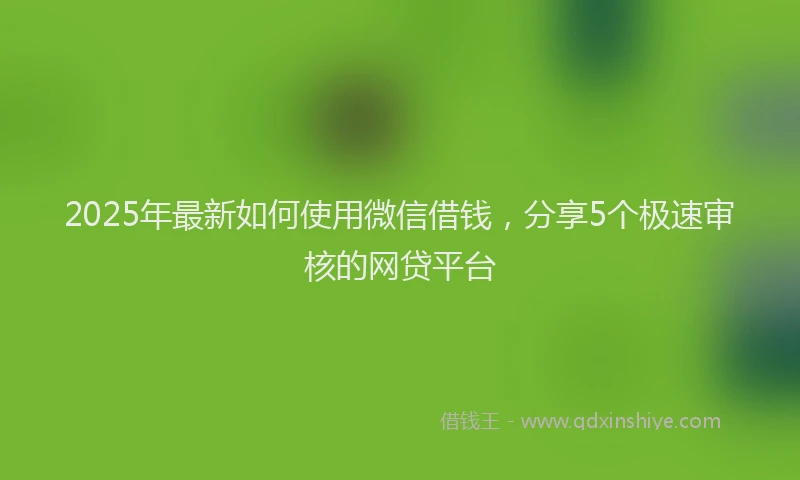 2025年最新如何使用微信借钱，分享5个极速审核的网贷平台