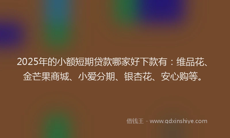 2025年的小额短期贷款哪家好下款有：维品花、金芒果商城、小爱分期、银杏花、安心购等。