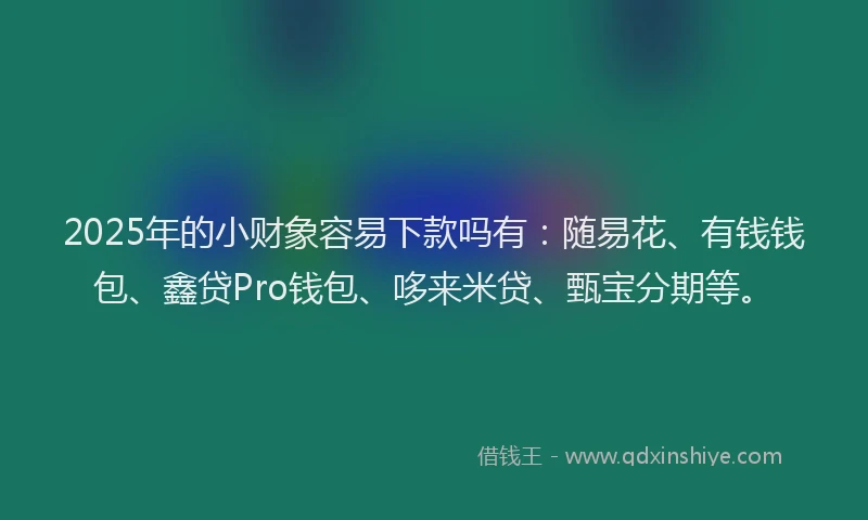 2025年的小财象容易下款吗有：随易花、有钱钱包、鑫贷Pro钱包、哆来米贷、甄宝分期等。