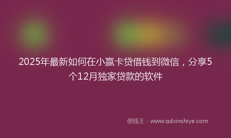 2025年最新如何在小赢卡贷借钱到微信，分享5个12月独家贷款的软件