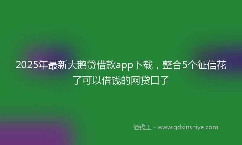 2025年最新大鹅贷借款app下载，整合5个征信花了可以借钱的网贷口子