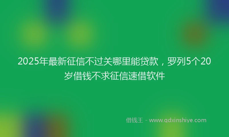 2025年最新征信不过关哪里能贷款，罗列5个20岁借钱不求征信速借软件