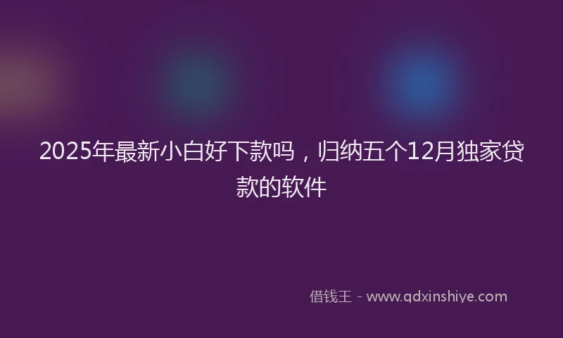 2025年最新小白好下款吗，归纳五个12月独家贷款的软件