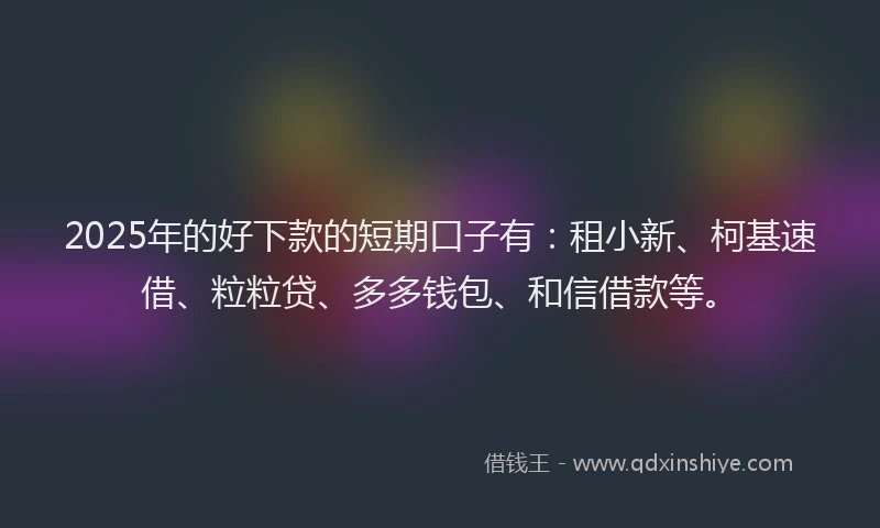 2025年的好下款的短期口子有：租小新、柯基速借、粒粒贷、多多钱包、和信借款等。