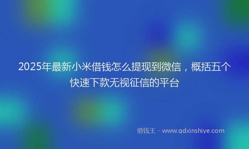 2025年最新小米借钱怎么提现到微信，概括五个快速下款无视征信的平台