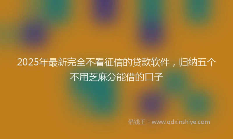 2025年最新完全不看征信的贷款软件，归纳五个不用芝麻分能借的口子