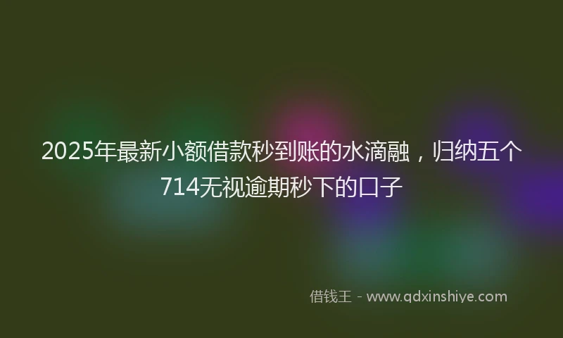 2025年最新小额借款秒到账的水滴融，归纳五个714无视逾期秒下的口子