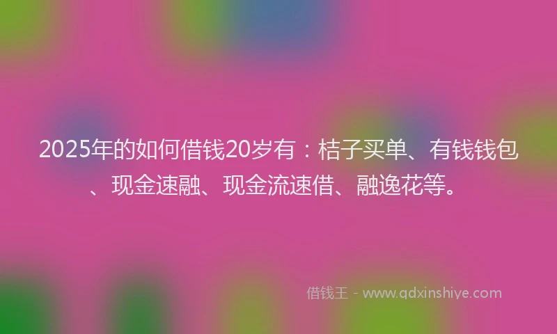 2025年的如何借钱20岁有：桔子买单、有钱钱包、现金速融、现金流速借、融逸花等。