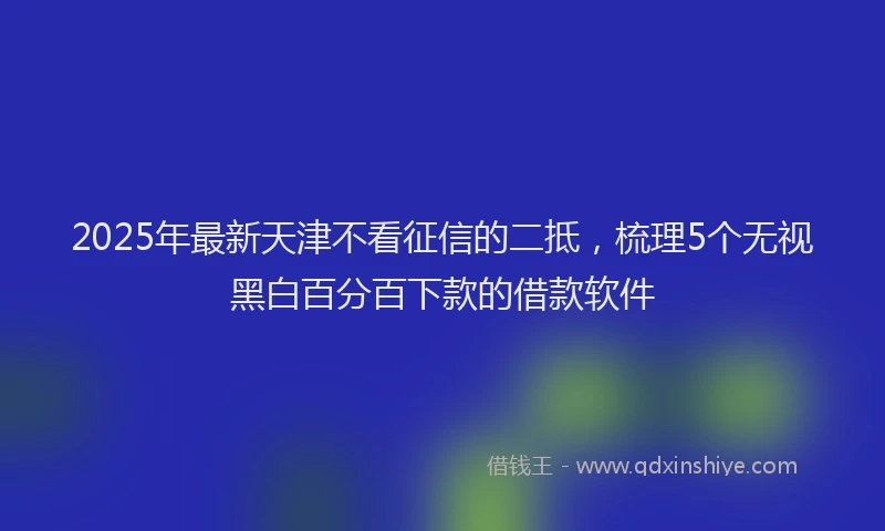 2025年最新天津不看征信的二抵，梳理5个无视黑白百分百下款的借款软件