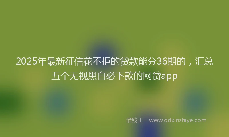 2025年最新征信花不拒的贷款能分36期的，汇总五个无视黑白必下款的网贷app