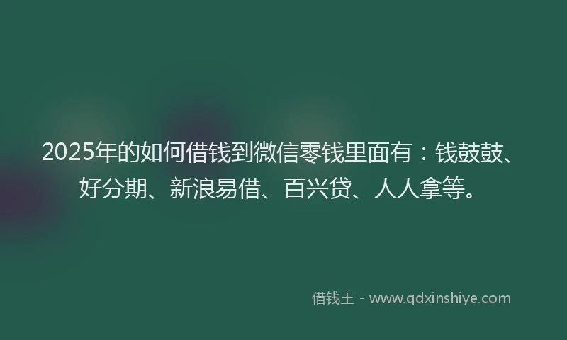 2025年的如何借钱到微信零钱里面有：钱鼓鼓、好分期、新浪易借、百兴贷、人人拿等。