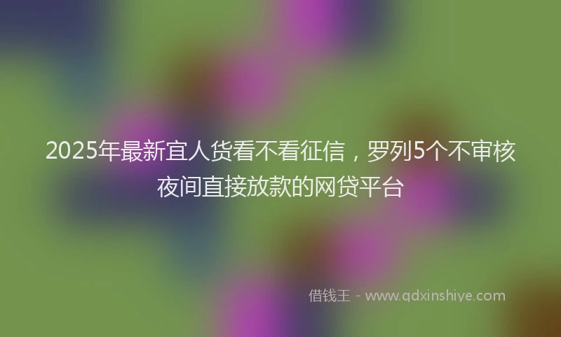 2025年最新宜人货看不看征信，罗列5个不审核夜间直接放款的网贷平台
