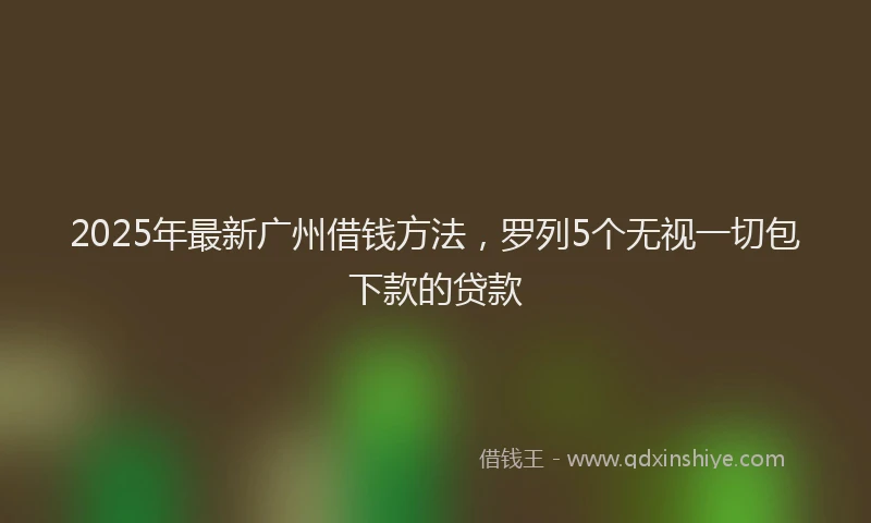 2025年最新广州借钱方法，罗列5个无视一切包下款的贷款