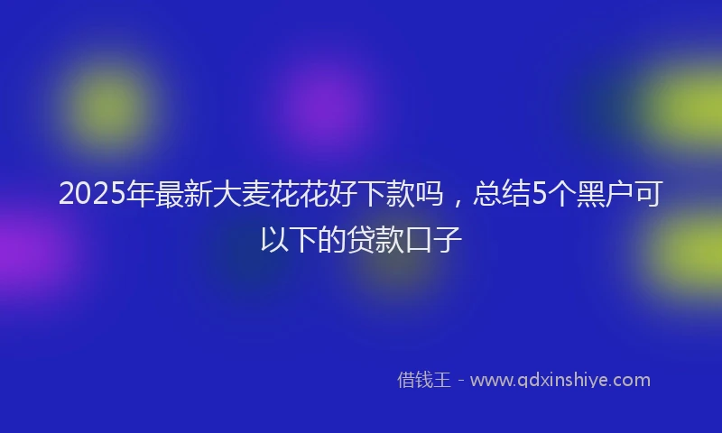 2025年最新大麦花花好下款吗，总结5个黑户可以下的贷款口子