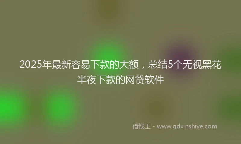2025年最新容易下款的大额，总结5个无视黑花半夜下款的网贷软件