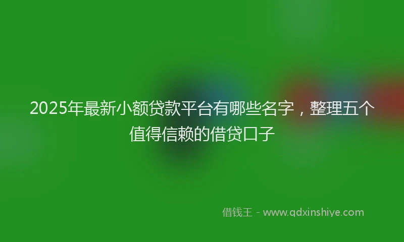 2025年最新小额贷款平台有哪些名字，整理五个值得信赖的借贷口子