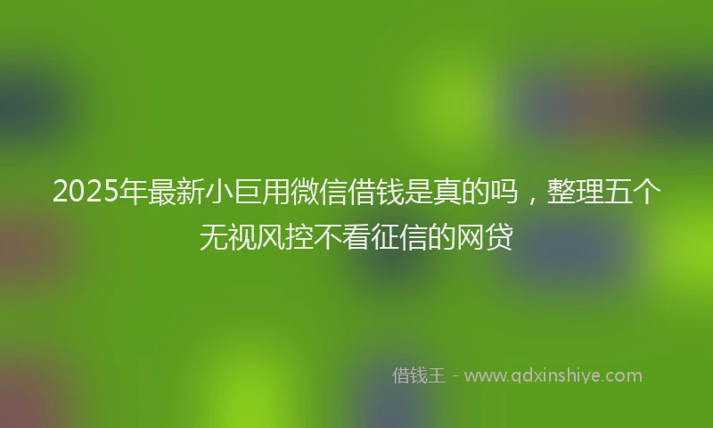 2025年最新小巨用微信借钱是真的吗，整理五个无视风控不看征信的网贷