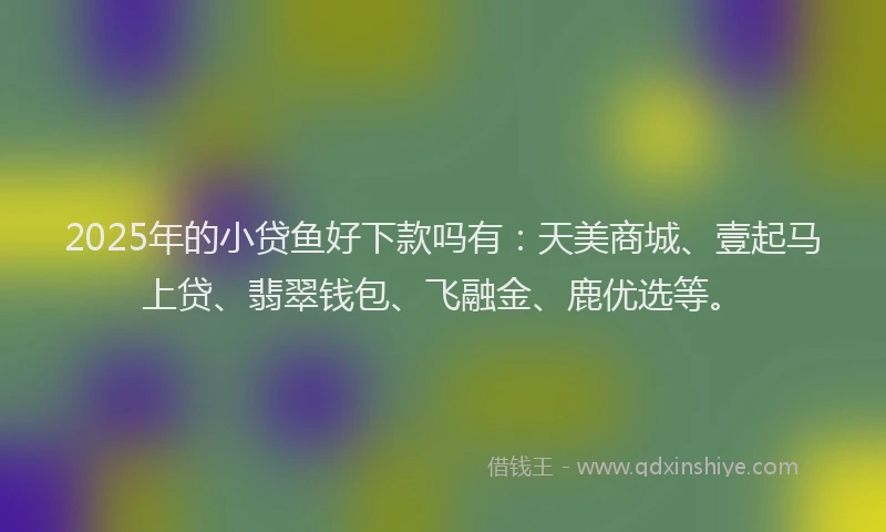 2025年的小贷鱼好下款吗有：天美商城、壹起马上贷、翡翠钱包、飞融金、鹿优选等。