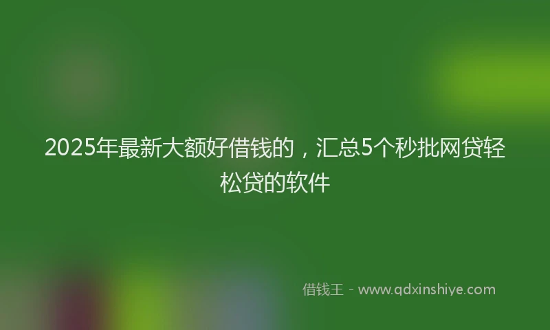2025年最新大额好借钱的，汇总5个秒批网贷轻松贷的软件