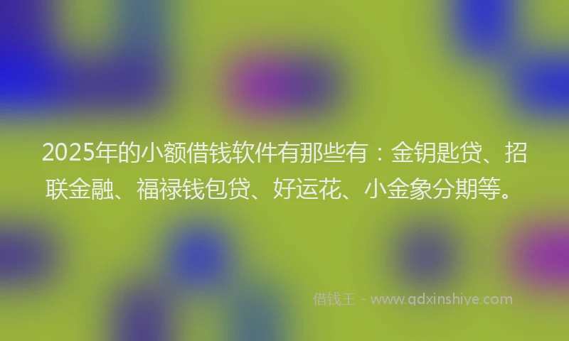 2025年的小额借钱软件有那些有：金钥匙贷、招联金融、福禄钱包贷、好运花、小金象分期等。