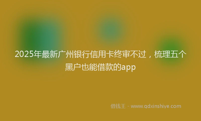 2025年最新广州银行信用卡终审不过，梳理五个黑户也能借款的app