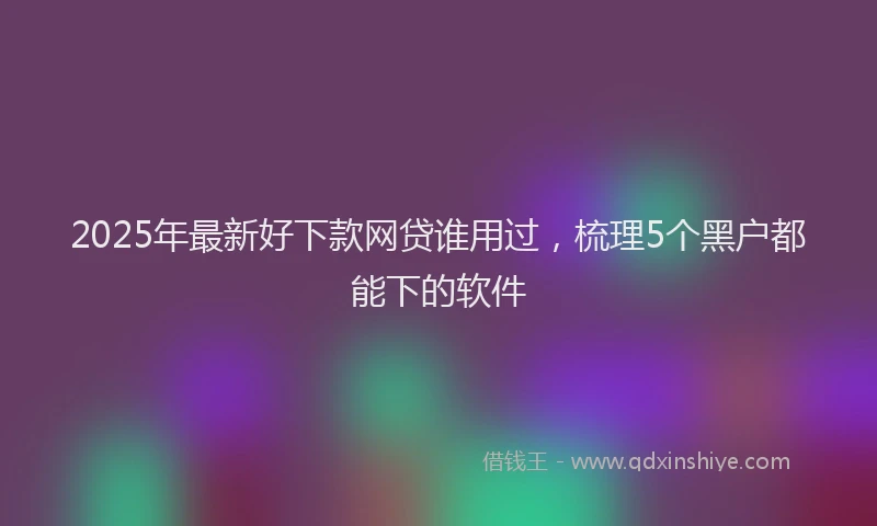 2025年最新好下款网贷谁用过，梳理5个黑户都能下的软件