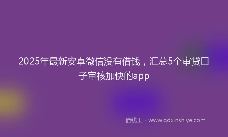 2025年最新安卓微信没有借钱，汇总5个审贷口子审核加快的app