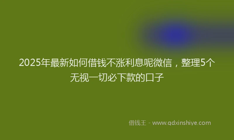2025年最新如何借钱不涨利息呢微信，整理5个无视一切必下款的口子