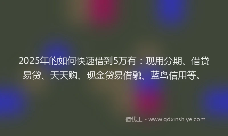 2025年的如何快速借到5万有：现用分期、借贷易贷、天天购、现金贷易借融、蓝鸟信用等。
