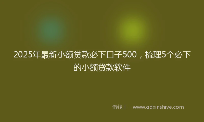 2025年最新小额贷款必下口子500，梳理5个必下的小额贷款软件