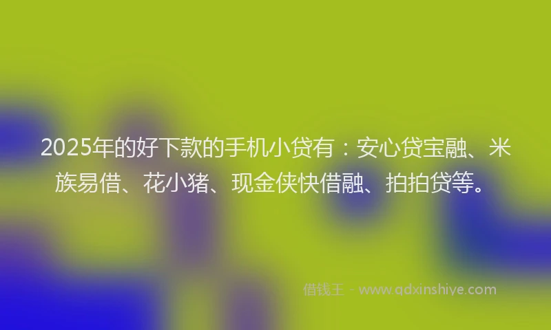 2025年的好下款的手机小贷有：安心贷宝融、米族易借、花小猪、现金侠快借融、拍拍贷等。