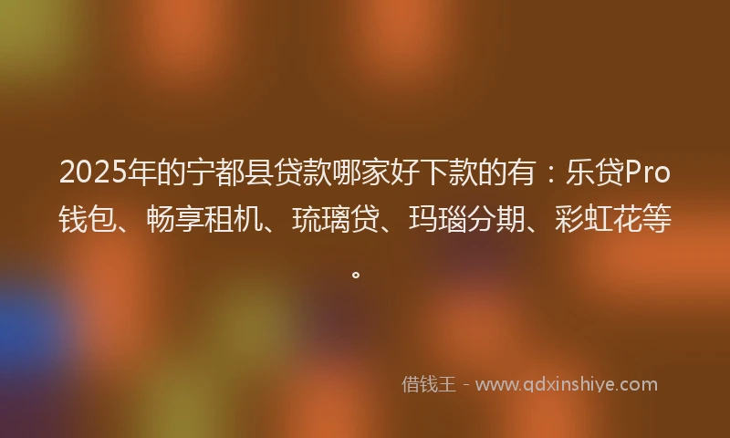 2025年的宁都县贷款哪家好下款的有：乐贷Pro钱包、畅享租机、琉璃贷、玛瑙分期、彩虹花等。