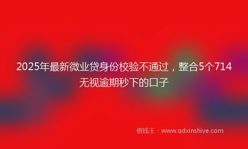 2025年最新微业贷身份校验不通过，整合5个714无视逾期秒下的口子