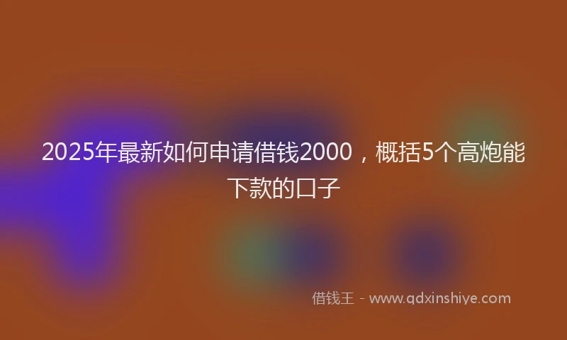 2025年最新如何申请借钱2000，概括5个高炮能下款的口子