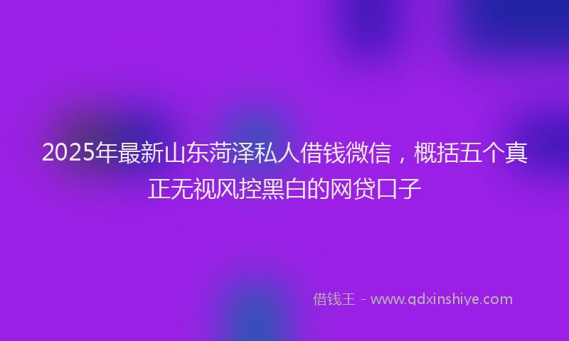 2025年最新山东菏泽私人借钱微信，概括五个真正无视风控黑白的网贷口子