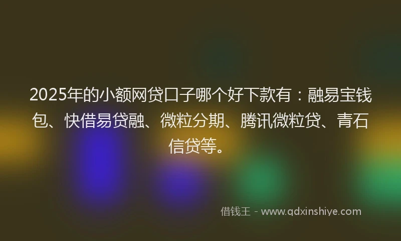 2025年的小额网贷口子哪个好下款有：融易宝钱包、快借易贷融、微粒分期、腾讯微粒贷、青石信贷等。