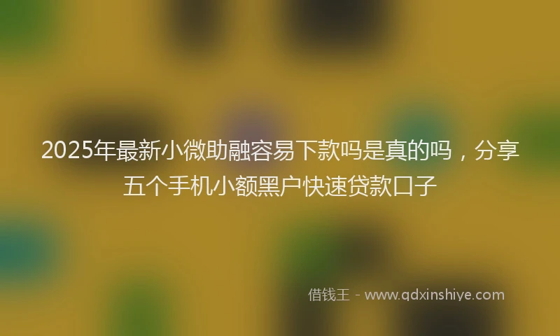 2025年最新小微助融容易下款吗是真的吗，分享五个手机小额黑户快速贷款口子