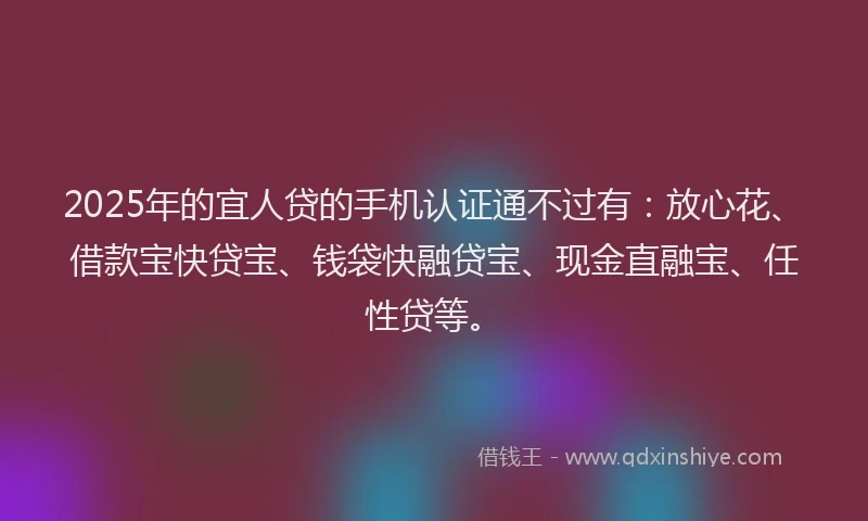 2025年的宜人贷的手机认证通不过有：放心花、借款宝快贷宝、钱袋快融贷宝、现金直融宝、任性贷等。