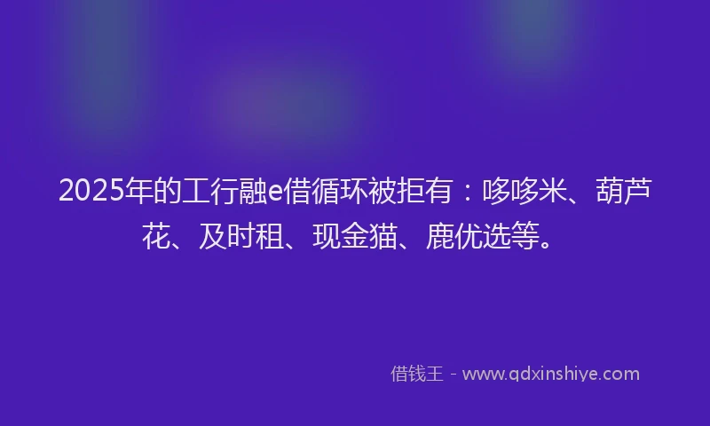 2025年的工行融e借循环被拒有：哆哆米、葫芦花、及时租、现金猫、鹿优选等。
