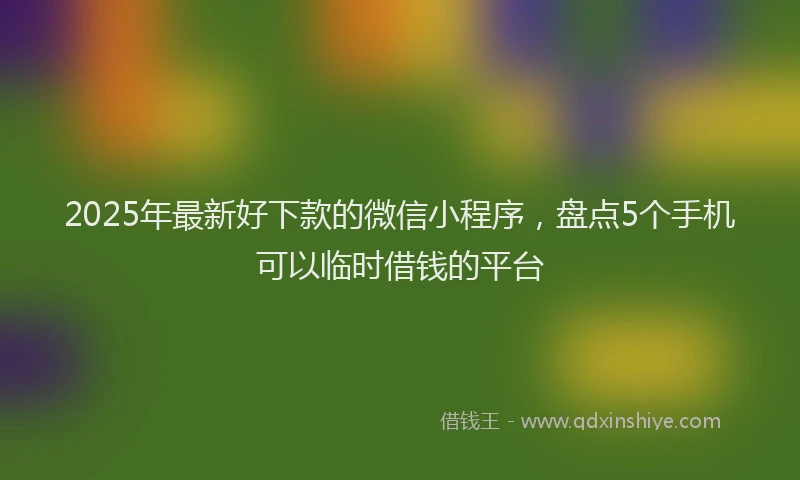 2025年最新好下款的微信小程序，盘点5个手机可以临时借钱的平台