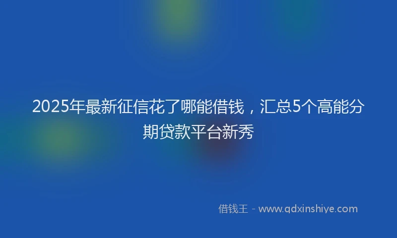 2025年最新征信花了哪能借钱，汇总5个高能分期贷款平台新秀